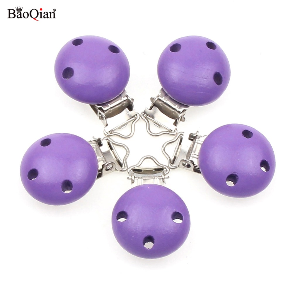 5Pcs/Lot Baby Garment Clip Metal Wood Baby Clip Holders Clasps Round Shape Clasps Suspender Garment Accessories 29x45mm