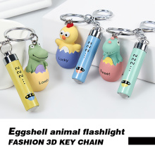 Creative eggshell animal light flashlight button bag pendant car key chain accessories