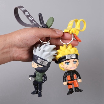 Hot Anime Naruto Keychain Catroon Cosplay Kakashi Keyring Figure Doll Key Chain Car Bag Charms Plastic Jewelry Fans Gift