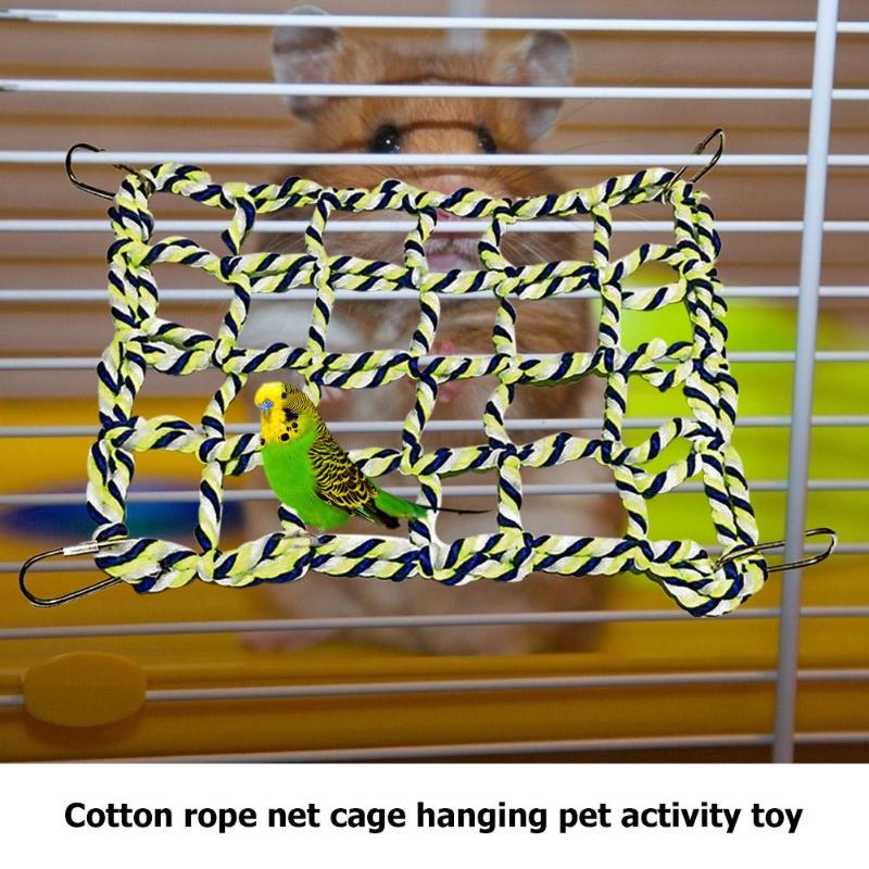 1Pc Climbing Net For Parrot Pets Bird Cage Toy Game Hanging Rope With Buckles Swing Ladder Parakeet Budgie Macaw Play Gym Toys