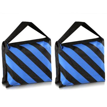 Set of Two Black/Blue Heavy Duty Sand Bag Photography Studio Video Stage Film Sandbag for Light Stands Boom Arms Tripods