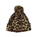 Leopard Knitted Hat with Pompom