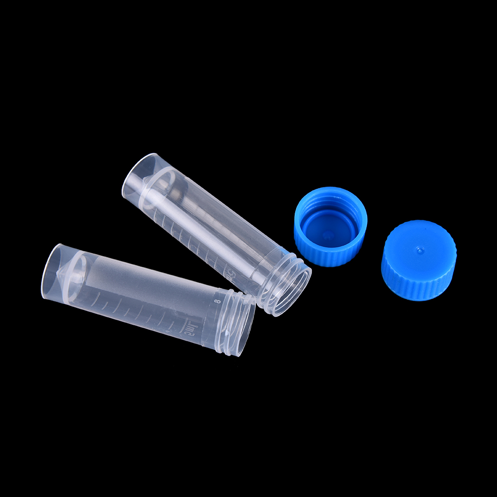 10PCS 5ml Chemistry Plastic Test Tubes Vials Seal Caps Pack Container for Office School Chemistry Supplies