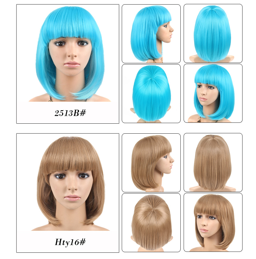 Short Bobo Straight Synthetic Hair Wig With Bangs