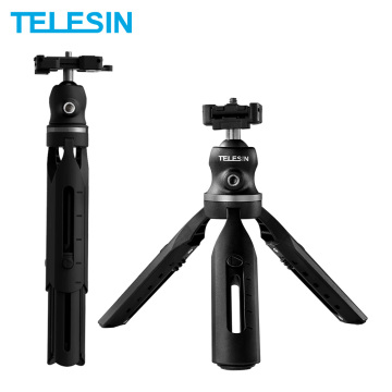 TELESIN Extendable Mini Tripod Phone Clip 360 Degree Ball Head With Cold Shoe Vlog Tripod for GoPro Camera iPhone Android DSLR