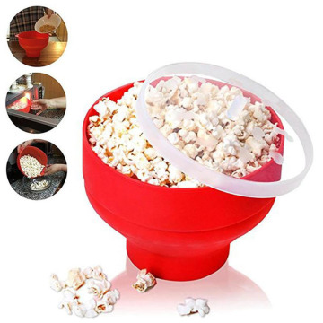 New FDA Silicone Red Popcorn Bowl Home Microwave Popcorn Machine Bowl Microwave Safe Popcorn Baking Tray Bucket