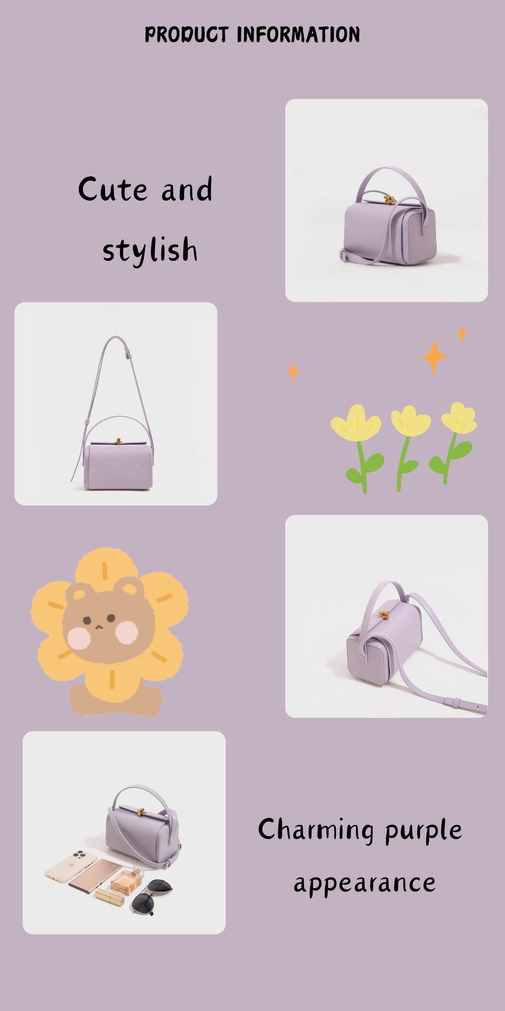 Cute Purple Bag with Chain Strap
