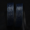 (No Buckle, Only Belt) Fashion High Quality Leather & PU Belts, Crocodile Bone Striped Pattern, Men's Belts Luxury