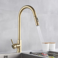 Brushed Gold Kitchen Faucet Hot And Cold Water Mixer Faucet For Kitchen Pull Out Mixer Crane 2 Function Spout Water Mixer