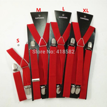 BD002-red baby suspender 4 clips -on 4 sizes for boys and girls men women X-back suspenders Elastic brace free ship
