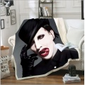 Singer Marilyn Manson 3D Sherpa Blanket Velvet Plush Throw Fleece Blanket Bedspread Couch Sofa Quilt Cover Travel Bedding 01