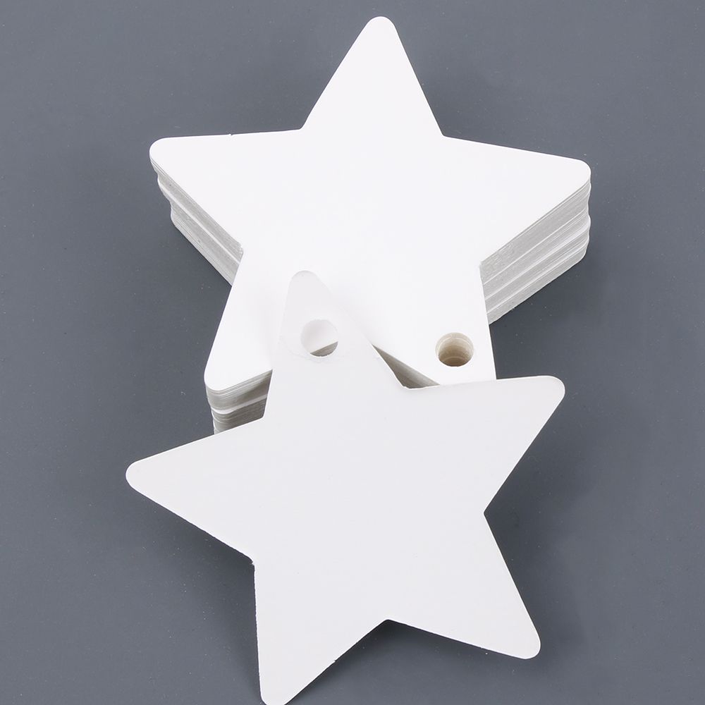 50Pcs Star Kraft Paper Label Wedding Christmas Halloween Party Favor Price Gift Card Luggage Tags White Black Brown 3Colors