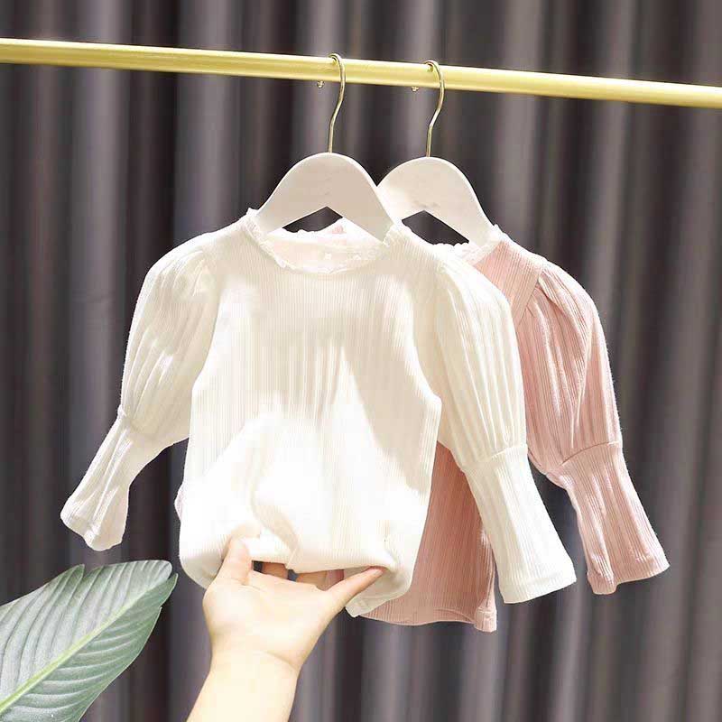 Height 90-130CM Baby Girl Design Sense Bottoming Shirt Children 2020 Autumn Clothes Korean New Style Puff Long Sleeve