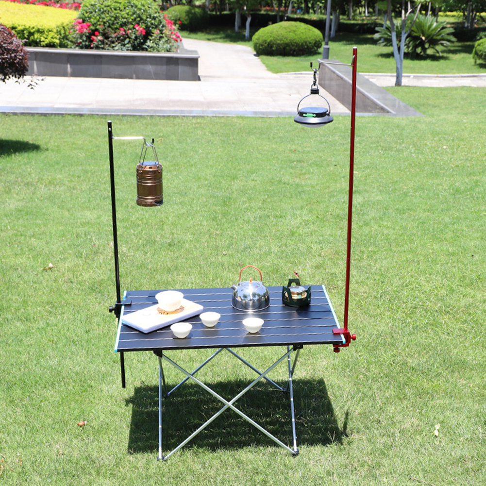 Folding Mini Lamp Pole for Outdoor Camping Picnic Fishing Tent Travel Aluminum Alloy Adjustable Height Light Lantern Holder
