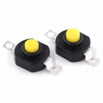 2Pin Horizontal Flashlight Button Switch 1412-KD Self Lock ON-OFF SPST Yellow Push button 1.5A 250V AC Length 14mm width 12mm