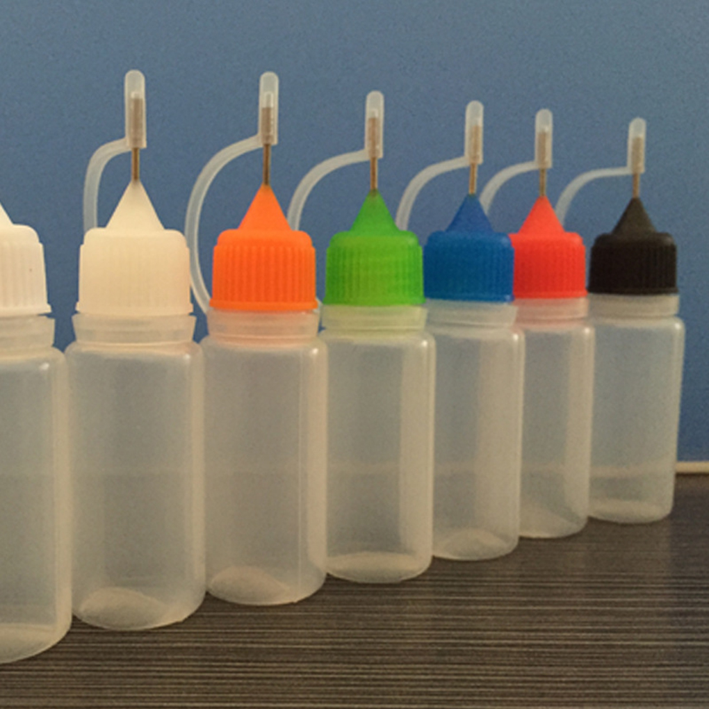 10pcs 10ml Plastic Empty Oil Dropper Bottle with Steel Needle Drip Tip for Liquids Random Color