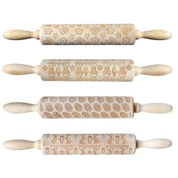 Easter Day Embossing Wood Rolling Pin for DIY Baking Cookies Noodle Biscuit
