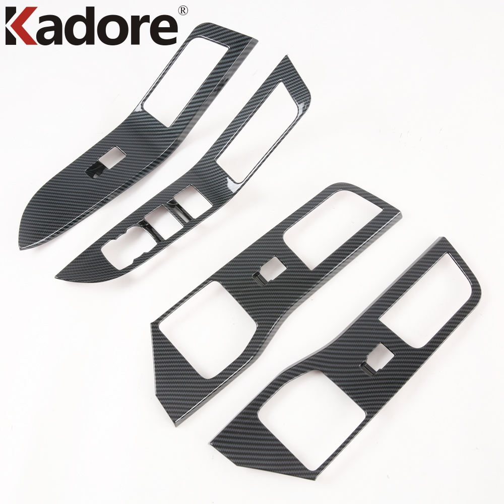 For Ford Explorer 2020 2021 ABS Carbon Fiber Window Lift Button Switch Cover Trim Door Armrest Panel Frame Car Accessories