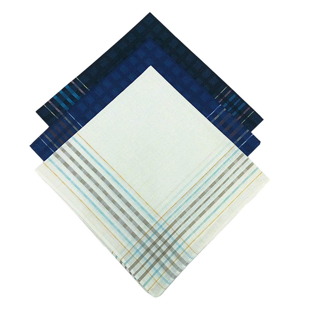 3 Pack Check Pattern Handkerchiefs for Men Party Pocket Square Gift Set 16x16'