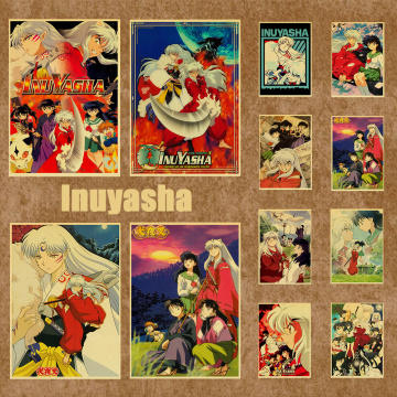 Japanese Anime Inuyasha Poster Retro Style Kraft Paper Wall Sticker Bar Cafe Decorative Painting Home /Kid room Decor