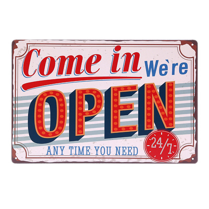 24 Styles SHOP Signs Vintage Metal Tin Sign Cafe Pub Bar Decorative Poster Plaque Home Wall Decor Come In We're Open Plates A764