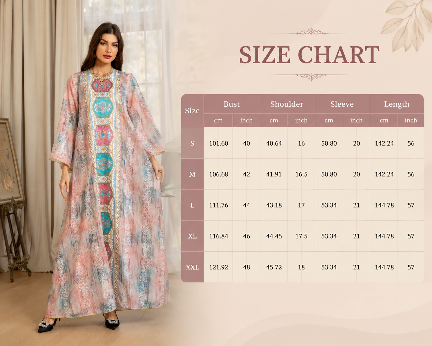 Printed Beaded Embroidery Abaya Dress