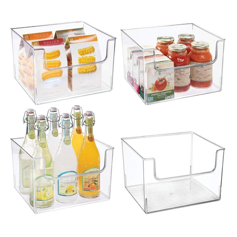 Clear Pantry Organizer Bins Household Plastic Food Storage Basket Box for Kitchen Countertops Cabinets Refrigerator Freezer #2W