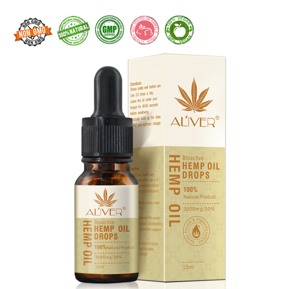 Aliver Herbel Organic Hemp Seed Oil Massage Essential Oil CBD Oil Soomthing Pressure Pain Improve Sleep Relieve Stress 10ml