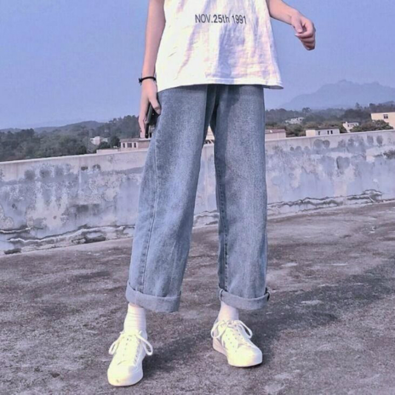 Boyfriend Jeans Women Summer Denim Solid High Waist Loose Casual Straight Korean Streetwear Lady Trouser Vintage Harem Long Pant