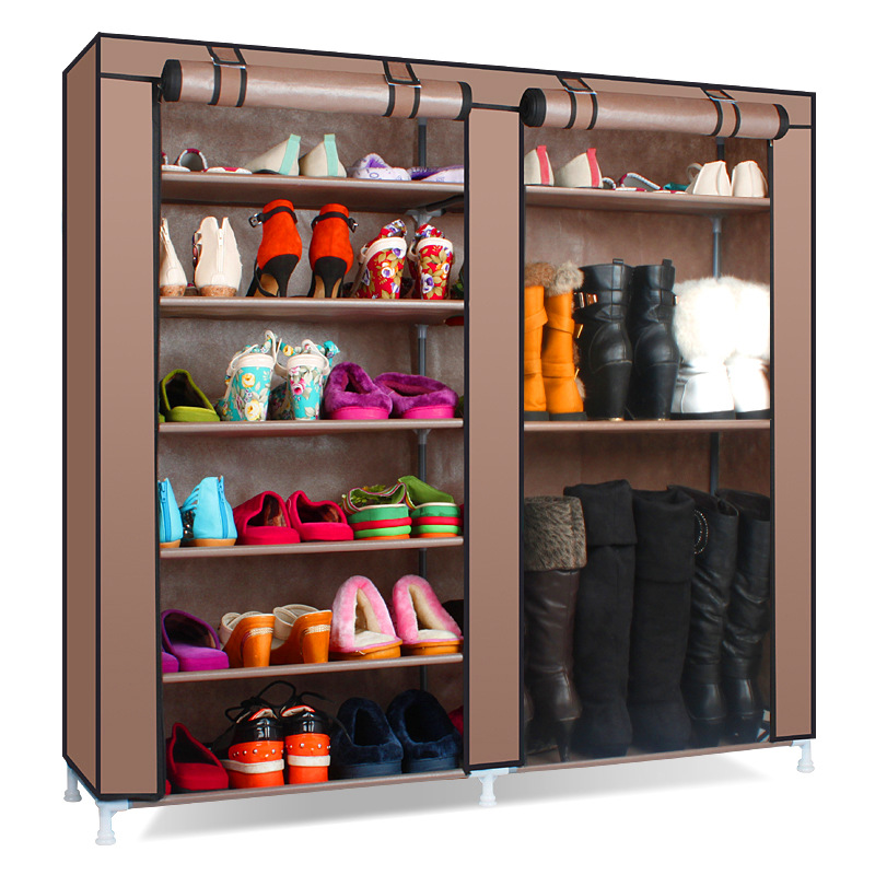 Actionclub Double Rows Large Capacity Shoes Rack Space Saver Non-woven Cloth DIY Shoes Organizer Shelf In The Hallway