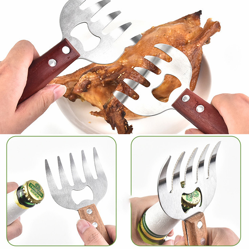 Duolvqi Stainless Steel Meat Separator BBQ Bottle Opening Tool Meat Tearing Forks Bear Claw Meat Dividing Machine Multifunction