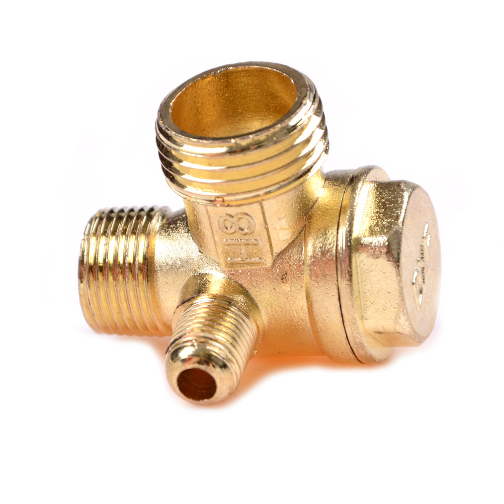 3 Port Brass Central Pneumatic Valves Air Compressor Check Valve Thread 90 Degree DIY Home Tools