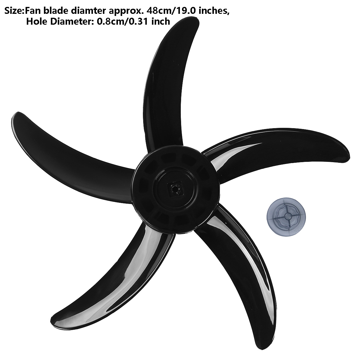Removable Household 20 Inch Stand/Table Fan Blades Black Durable Plastic 5-Leave Blade with Nut Cover Fanner General Accessories