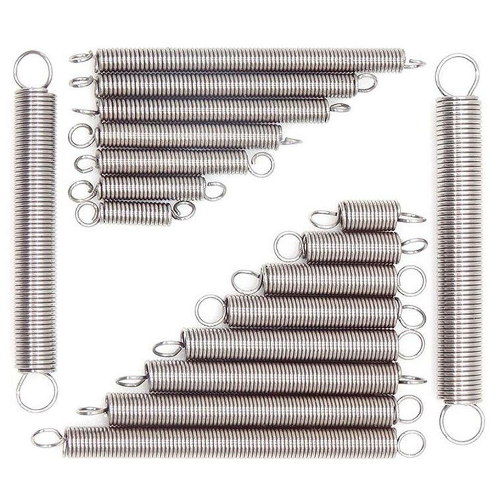 10Pcs 304 Stainless Steel Dual Hook Small Tension Spring Hardware Accessories Wire Dia 0.6mm Outer Dia 8mm Length 20-50mm