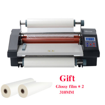 New A3+ 370MM Four roller Laminating Machine Hot Rolling Mill Roller, cold laminator Rolling Machine with two Gloss film