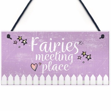 Meijiafei Garden Sign Fairies Meeting Place Hanging Heart Shed SummerHouse Plaque Signs For Her 10