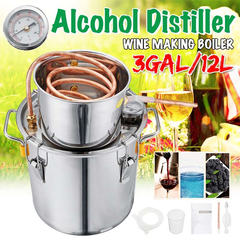 12L Household Distiller Moonshine Water Wine Essential Oil Alcohol Distiller Stainless Copper DIY Home Brewing Kit