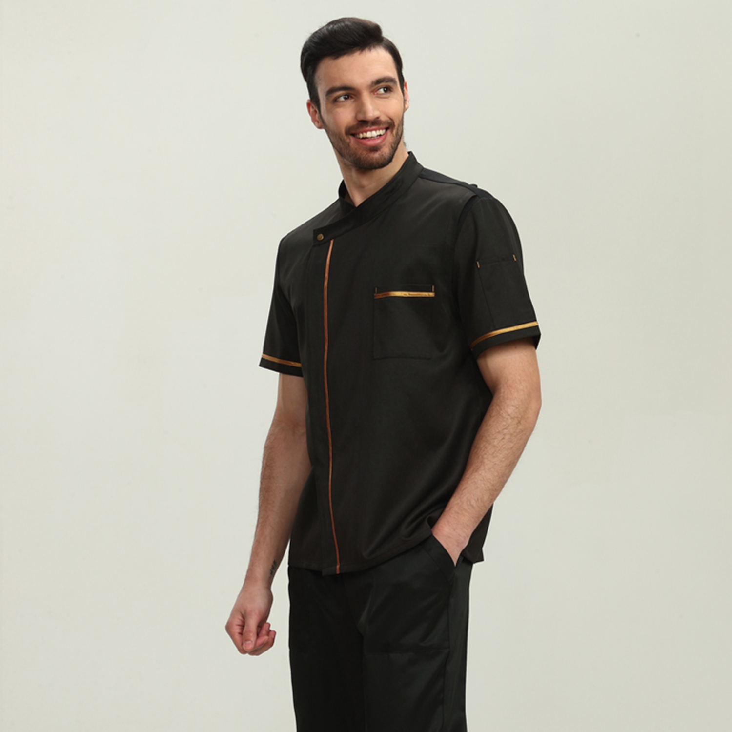 Summer breathable restaurant uniforms shirts men plus size 5XL free logo custom hotel chef uniform