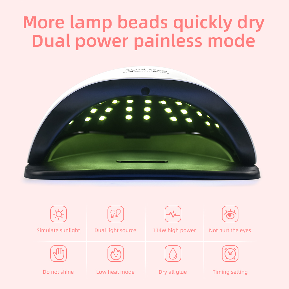 UV Lamp 114W LED Nail Lamp For Manicure 57 Pcs Led Beads Curing Nail Gel Polish Nail Dryer For Curing Nail Gel Nail File Tool