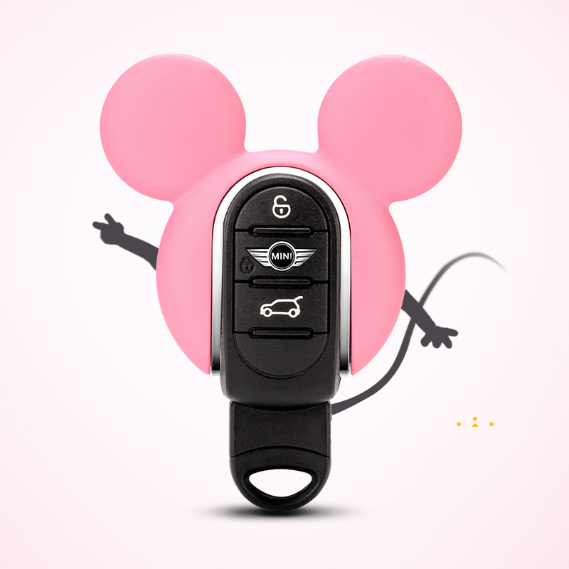 for Mini Cooper F54 F55 F56 F57 F60 Clubman Countryman One S JCW New Mouse Ear Bow-knot Cute Car Key Case Protector Accessories