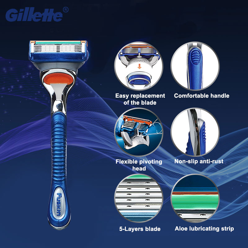 Gillette Fusion 5 layers Original Razor safety razor Cassettes for Shaving razor Include handle and razor blade heads