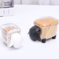Creative Mini Cute Sheep Plastic Container Cotton Swab Storage Jewelry Box Household Dust-proof Desktop Makeup Desk Organizer