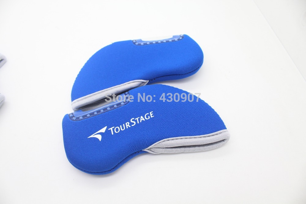 New golf 10pcs/set blue/sky blue tourstage Iron club head covers for golf tour stage with Transparent skylight
