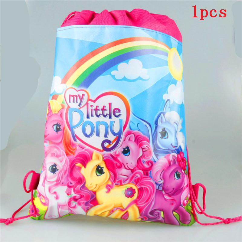 1 Pcs My Little Pony Non-woven Fabric Drawstring Backpack Party Supplies Kids Girl Travel School Bag Birthday Gift Storage Bags
