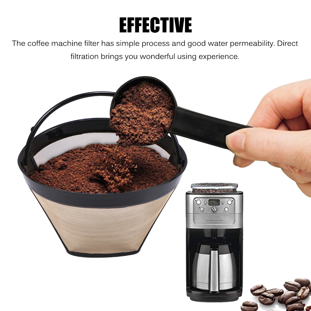 Cone-Style Reusable Coffee Filter Permanent Coffee Maker Machine Filter with Handle Cafe Coffees Tools