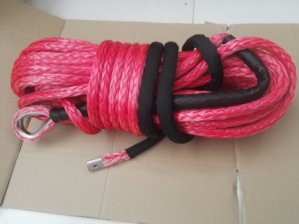 Red 16mm*28m Synthetic Winch Rope,Plasma Rope for Electric Winch, Replacement Winch Cable,Off Road Rope
