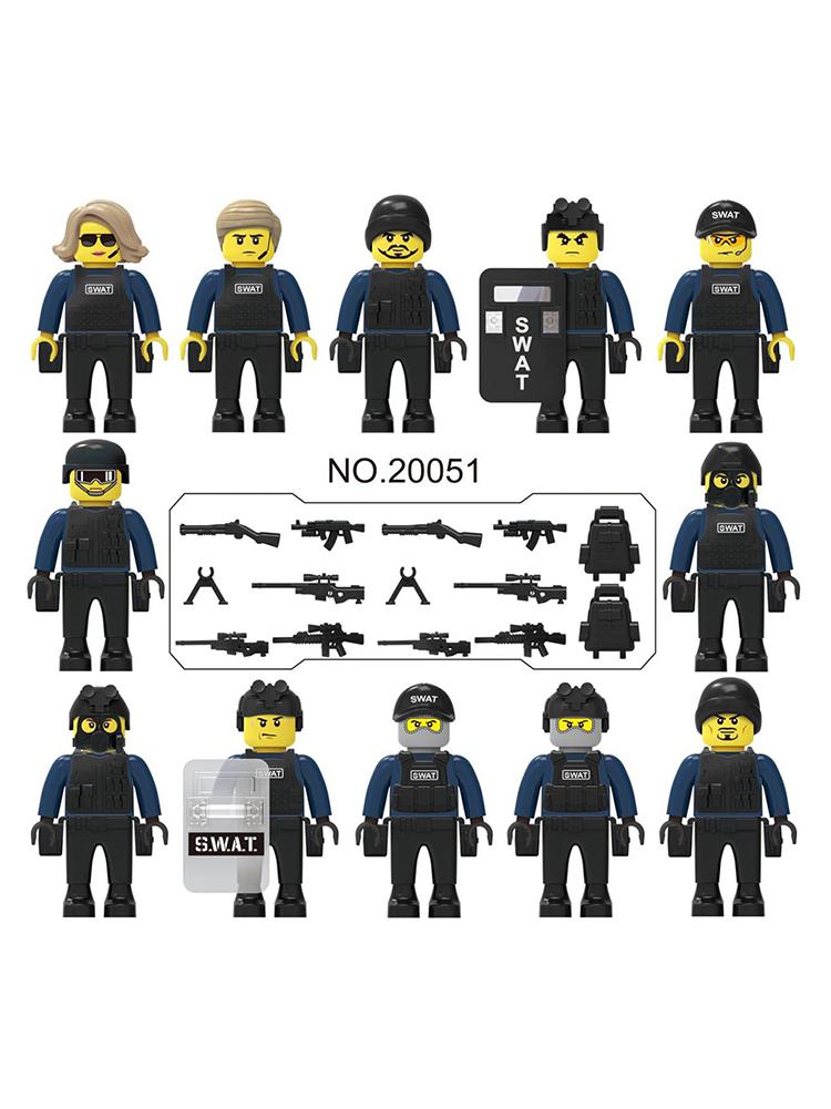 12PCS/Set Police City Dolls Armed Building Blocks with A Variety of Shapes and Scenes for Children Kids Toys