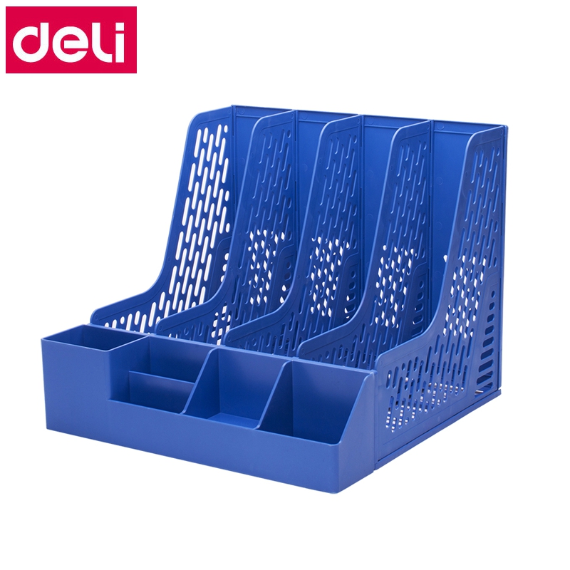 Deli 78981 plastic Document box with pen stand HIPS file basket file tray documents management blue black gray colors optional