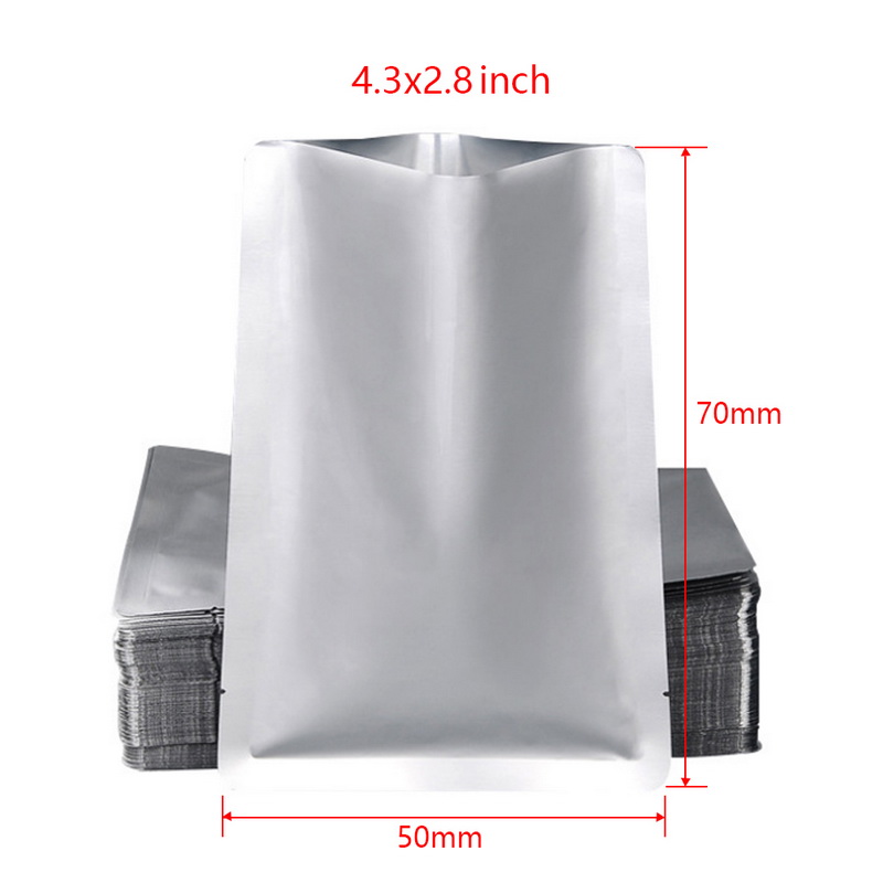 100pcs Silver Aluminum Foil Mylar Bags Vacuum Sealer Zipper Food Saver Bag Storage Pouches For Kitchen Supplies