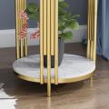 Side Table Light Luxury Rock Slab Marble Sofa Corner Table Simple Small Apartment Bedside Table Cabinet Nordic Round Small Coffe